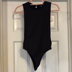 Black Bodysuit with Deep Sides